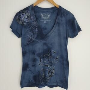 Redemption Blue Design Wing Shirt T-Shirt Top Size Medium